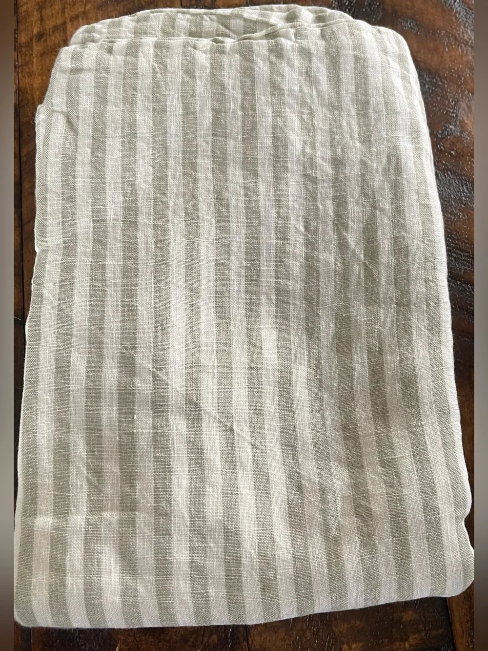 NWOT Quince European Linen Stripe Sham Set, Standard (Willowleaf)